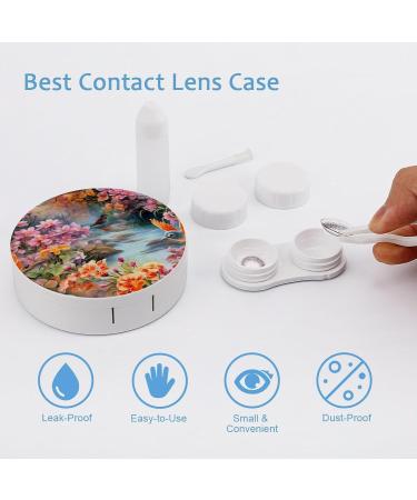 Buy Flowers with Birds Contact Lens Travel Kit - Portable & Cute Contact Box with Mirror for Daily Use - Ideal for Outdoor Adventures - Buy Online on GoSupps.com