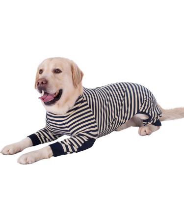 Large Dog Clothes Dog Pajamas Jumpsuit Flexible Breathable Zipper Soft Cotton Striped Dog Jumpsuit Costume Apparel for Medium Dogs Large Dogs (7-Back length-55cm Black) 7--Back length--55cm Black - Buy Online on GoSupps.com