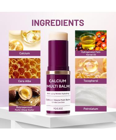 Calcium Multi Balm Anti-Aging Wrinkle Core Stick Collagen Moisturizing Stick Hydrating Calcium Volume Multi Balm - Suitable for Eyes Neck Face Portable Daily Use Wrinkle Reducing balm (1PCS) - Buy Online on GoSupps.com