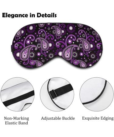 Violet & Purple Paisley Sleep Mask for Women - Adjustable Eye Shades with Elastic Strap - Buy Online on GoSupps.com