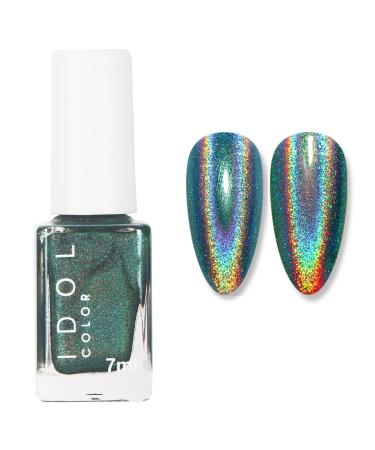 Magic Chameleon Laser Nail Varnish - Dark green Holographic Glitter Quick Dry Nail Polish - Sparkle Shimmer High Shine Finish Glossy Nail Varnish Manicure Salon DIY at Home