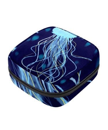 Jellyfish Period Pouch Portable Tampon Storage Bag for Sanitary Napkins Tampon Holder for Purse Feminine Product Organizer First Period Gifts for Teen Girls School Multicoloured 20