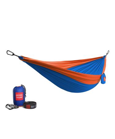 Grand Trunk | Parachute Nylon Hammock | Two Person Hammock (Double) | Blue/Orange | Comfy, Lightweight, and Packable | Indoor and Outdoor Use