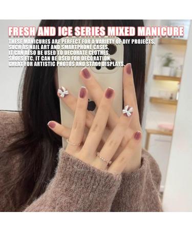 400-Piece Multi-Shape Nail Art Decorations | Heart Bowknot Pearls & Aurora Gems for DIY Manicure - Buy Online on GoSupps.com