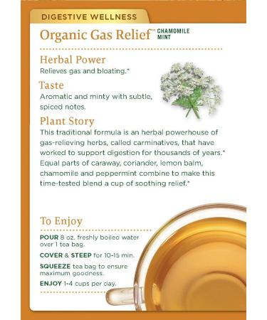 Organic Gas Relief Tea | Traditional Medicinals | Caffeine-Free | 16 Wrapped Bags - Buy Online on GoSupps.com