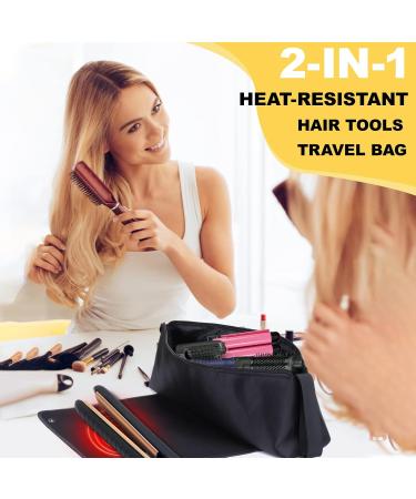 BABORUI Large Heat Resistant Hair Tools Travel Bag - Perfect for Curling Irons Flat Irons & Straighteners - Hangable & Portable - Pink & Black - Buy Online on GoSupps.com