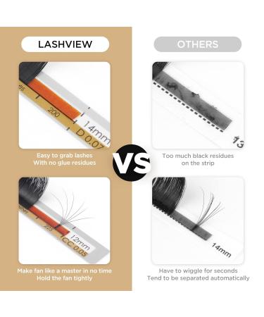 LASHVIEW Easy Fan Volume Lashes - Silk Semi-permanent Handmade Auto-Fan Eyelashes (0.07-C 8-15mm Mixed) for Professional Salon Use - Buy Online on GoSupps.com