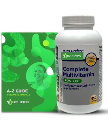 Equate Adults 50+ Complete Multivitamin/Multimineral Supplement Tablets 450 Ct Bundle with Exclusive Vitamins & Minerals