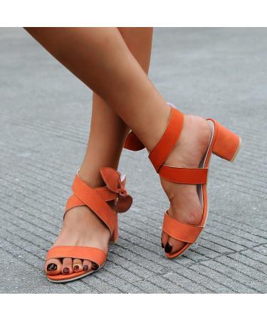 Orange Peep Toe High Heel Sandals with Bow Detail - Women's Size 8.5 - Buy Online on GoSupps.com