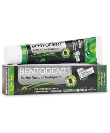 BENTODENT Teeth Whitening Toothpaste - Organic Charcoal & Bentonite Clay Fluoride-Free Vegan Detox - Travel Size 3.52 oz - Buy Online on GoSupps.com