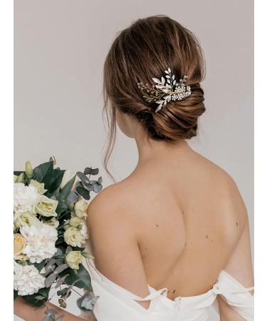 SWEETV Gold Bridal Hair Comb | Rhinestone Wedding Clip | Crystal Flower Headpiece - Buy Online on GoSupps.com