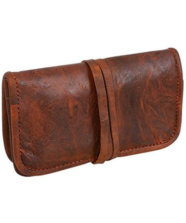 JYOS Genuine Leather Stationery Make-Up Wrap Case Pouch Tobacco Battery Headphone Holder Vintage Unisex