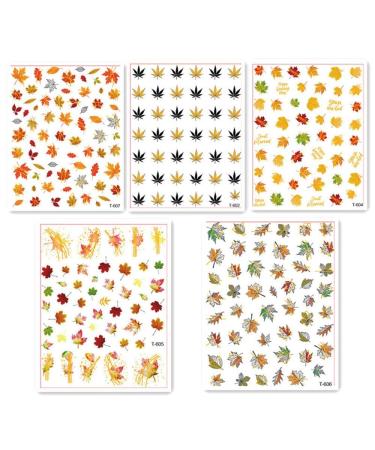 Decorations Manicure Slider Decals DIY Abstract Maple Leaf French Style Nail Art Stickers(Set 02)