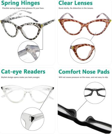 Eyekepper Cat-Eye Reading Glasses for Women - 4 Pack +3.00 Diopters - Stylish & Comfortable Ladies Readers - Buy Online on GoSupps.com