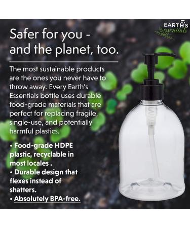 Earth's Essentials Designer Pump Bottles - 16 oz (2 Pack) | Refillable for Hand Soap, Lotion, Shampoo & Massage Oil | Shatterproof PET Plastic - Buy Online on GoSupps.com