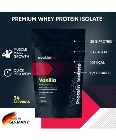 Evotion Per Whey Isolate Protein Powder 1020g Vanilla - 25g Protein 5g BCAA - High-Quality Whey Isolate for Muscle Building - Buy Online on GoSupps.com