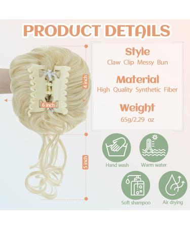 S-Noilite Claw Clip Messy Bun Hair Piece | Tousled Updo Chignon Curly Wavy Scrunchies Synthetic Ponytail Extension - Bleach Blonde 613 - Buy Online on GoSupps.com