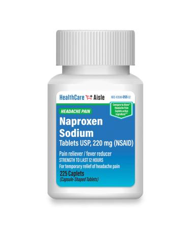 HealthCareAisle Naproxen Sodium, 220 mg - 225 caplets - Headache Pain Reliever, Up to 12 Hours of Relief