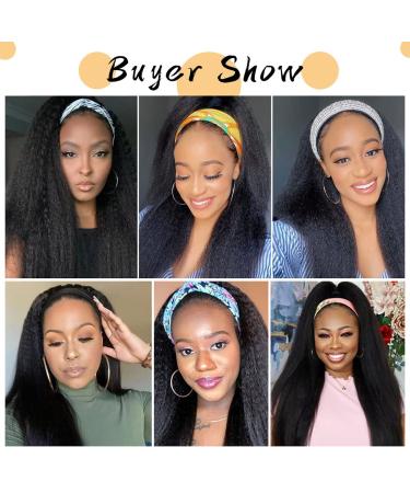 26 Inch Black Kinky Straight Headband Wig - Synthetic Yaki Hair, Full Machine Made, No Lace Front - Natural Black Color for Women - Buy Online on GoSupps.com