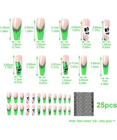 Halloween Press On Nails Medium Horror Ghost and Skull Halloween Fake Nails 24Pcs Coffin French Tip False Nails with Gel Glue Halloween Press On Nails - Buy Online on GoSupps.com