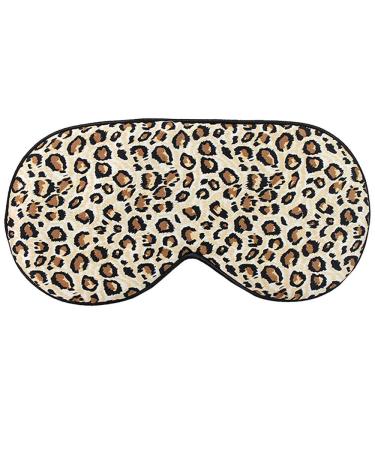 Aisa Women Girl Leopard Print Stylish Sleeping Mask Elastic Strap Silky Invertible Travel Eye Blindfold Brown