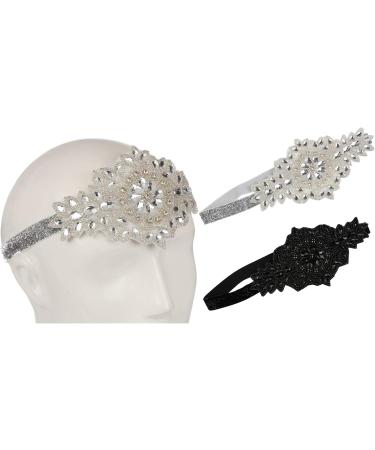 Ro Rox 1920s Bohemian Bridal Headband Great Gatsby Flapper Headpiece for Weddings Prom Evening Parties and more Crystal Headband Head Jewelry for Women Silver - Buy Online on GoSupps.com