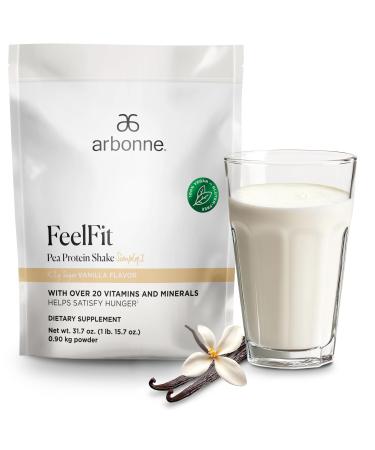 Arbonne Feelfit Pea Protein Shake - Daily Supplement Powder Vegan Protein for Support of Overall Health Energy and Well-Being Vanilla