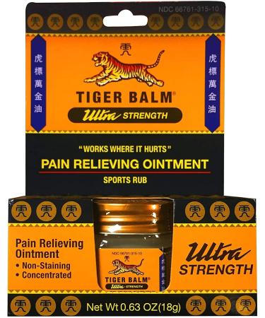 Tiger Balm Pain Relieving Ointment Ultra 18g Muscle Rub Ultra Strength Relief for Shoulder Arthritis Ultra 6 Pack 0.63 Ounce (Pack of 6)