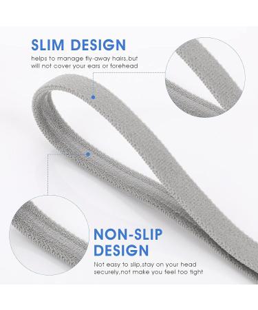 Molain Elastic Non-Slip Sports Headband - 4 Pack Athletic Silicone Grip Hair Bands for Football & Exercise - Black & Gray - Buy Online on GoSupps.com