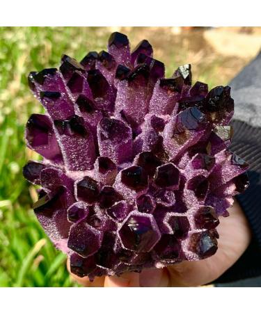 Room Decoration Natural Amethyst Violet Ghost Phantom Quartz Crystal Cluster Specimen Pray Home Decor degaussing (Size : 900-1100g)