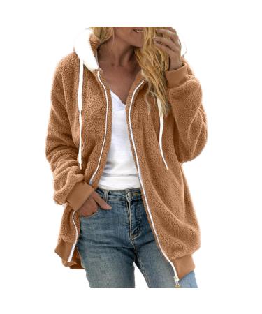 Hanxiulin fleece jacket plush jacket cuddly jacket women winter parka on both sides transition jacket quilted jacket warm bomber jacket winter coat winter jacket xxl khaki