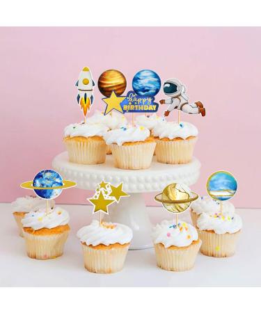 Blumomon 36 Pcs Space Cake Topper Planet Astronaut Earth Cupcake Picks Space Theme Kids Baby Shower Party or Birthday Party Cake Decorations Blue - Buy Online on GoSupps.com