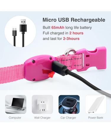 Buy YFBRITE LED Cat & Dog Neck Band - Adjustable Reflective Safety Collar in Pink XS - Comfortable Glowing Puppy Straps - Buy Online on GoSupps.com