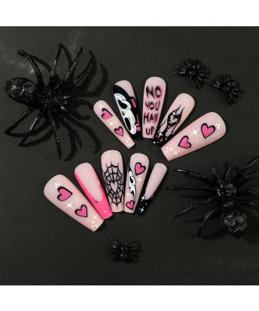 FEIlei Halloween False Nails Skull Spiders Net Fake Nails Full Cover Art Press On Nails - Buy Online on GoSupps.com