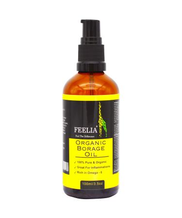 Feelia - Organic Borage Oil - Cold Pressed Rich in Omega 6 Great for Inflammations 100% Pure & Organic - 100ml