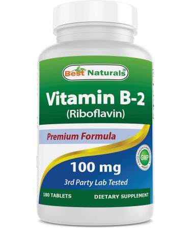 Best Naturals Vitamin B2 (Riboflavin) 100 mg 180 Tablets - Premium Formula - 3rd Party Lab Tested - Buy Online on GoSupps.com