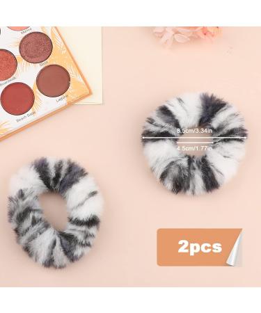Kinbom Plush Faux Rabbit Fur Hair Ties | Fluffy Elastic Ponytail Holders for Girls & Women - Black & White - Buy Online on GoSupps.com