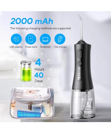 ENPULY Cordless Water Dental Flosser Portable 300ml Teeth Cleaner with 5 Modes & Jet Tips | IPX7 Waterproof Rechargeable Black Flosser for Effective Oral Care - Buy Online on GoSupps.com