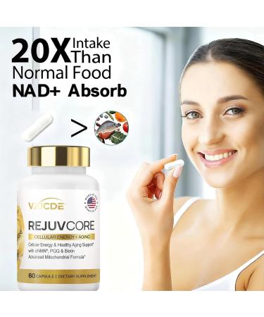 VXICDE NAD NMN 250mg 60 Capsules - 30 Servings Gluten Free - Buy Online on GoSupps.com