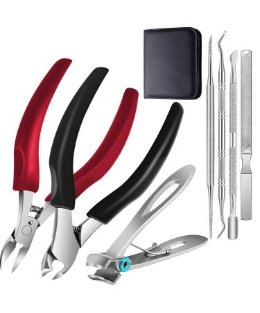 Professional Toenail Clippers Set Nail Clippers for Thickness and Ingrown Hard Toenails Stainless Steel Pedicure Clippers Nail File and Toenail Scissors Set Bag