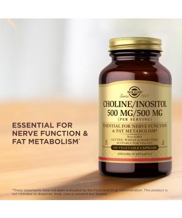 Solgar Choline/Inositol 500 mg/500 mg 100 Vegetable Capsules (Pack of 3) - Energy Metabolism Liver Health Essential for Brain & Nerve Function - Non-GMO Vegan Kosher - 150 Total Servings - Buy Online on GoSupps.com