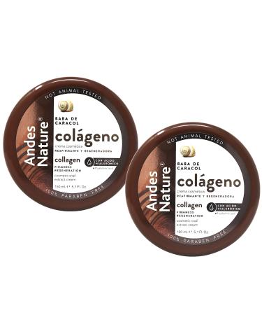 Andes Nature Collagen Cream with Collagen and Snail Extract Anti-Aging Softens and Firmness 2-Pack of 5.1 FL Oz each 2 Jars
