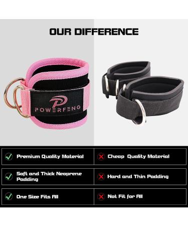 Powerfeng Ankle Strap Cable Machine - Pink Pair for Gym Glute Kickback & Leg Workout - Buy Online on GoSupps.com