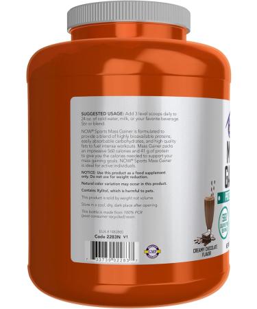 NOW Foods Sports Mass Gainer Protein Powder - Creamy Chocolate Flavor Pea & Whey Blend 5.5 lbs - Buy Online Internationally - Buy Online on GoSupps.com