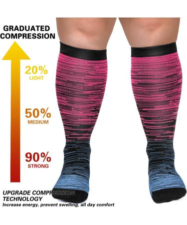 DHSO Plus Size Compression Socks 20-30mmHg for Wide Calf Support - Purple 4X-Large - Buy Online on GoSupps.com