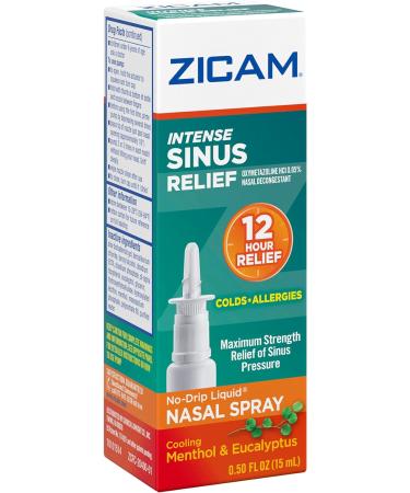 Zicam Intense Sinus Relief No-Drip Nasal Spray with Menthol & Eucalyptus - 0.5 oz - Buy Online on GoSupps.com