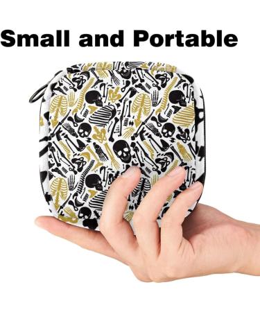 MUOOUM Menstrual Pad Bag | Sanitary Napkin Holder | Tampons Collect Bag | Grunge Skull Skeleton Pattern | Multi-colored - Buy Online on GoSupps.com