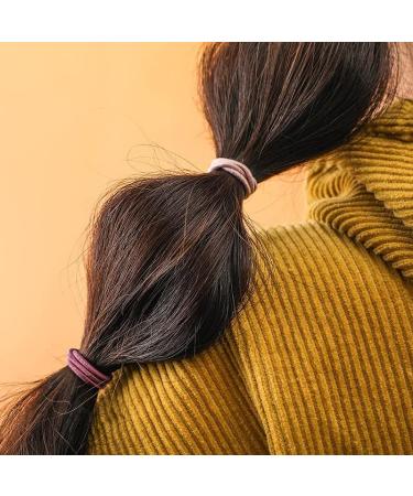 50-Piece Metal-Free Soft Elastic Hair Scrunchies Set for Thick and Curly Hair - Light Color | 2mm Thick Elastic Hair Ties for Women and Girls - Buy Online on GoSupps.com