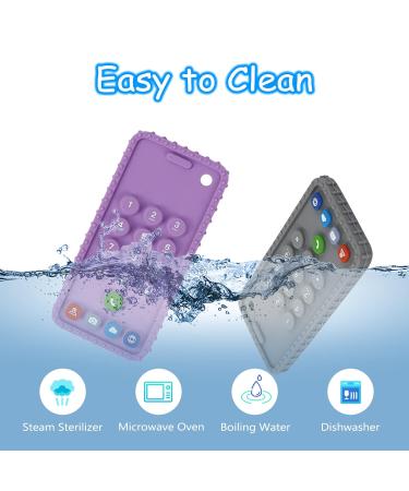 2-Pack Silicone Baby Teething Toys | BPA-Free Mobile Phone Teether for Babies 6-12 Months | Soft-Textured Chew Toys | Purple+Green - Buy Online on GoSupps.com