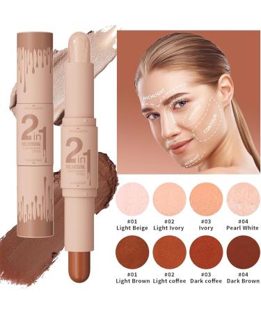 2 Colors Professional Makeup Wonder Stick Face Shaping and Contouring Stick Cream Contour Stick Color Correct for Dark Circles and Nose Contour (03 #) 03 1 count (Pack of 3) - Buy Online on GoSupps.com